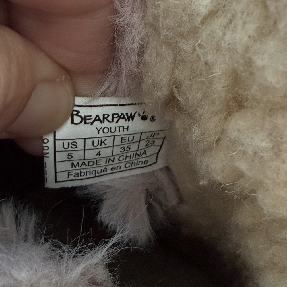 BearPaw Betsy Boots Youth Size 5 Purple Suede Faux Fur Lined Pull On Bougie‎ - Picture 7 of 9